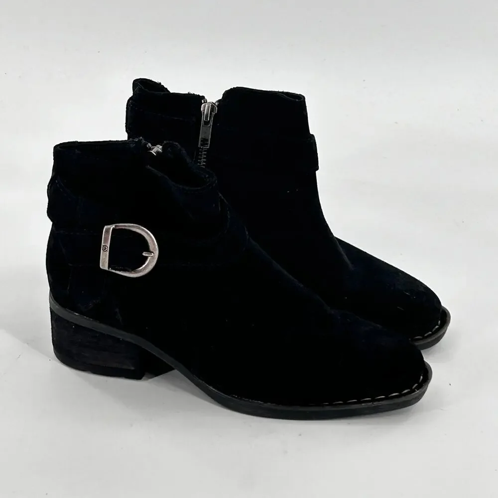 Born Morocco Ankle Booties 6.5 Black Suede NWOT Boots Buckle Western Comfort